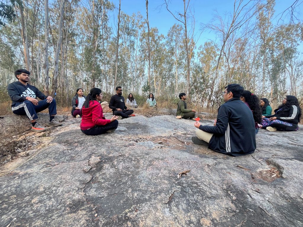 Group meditating